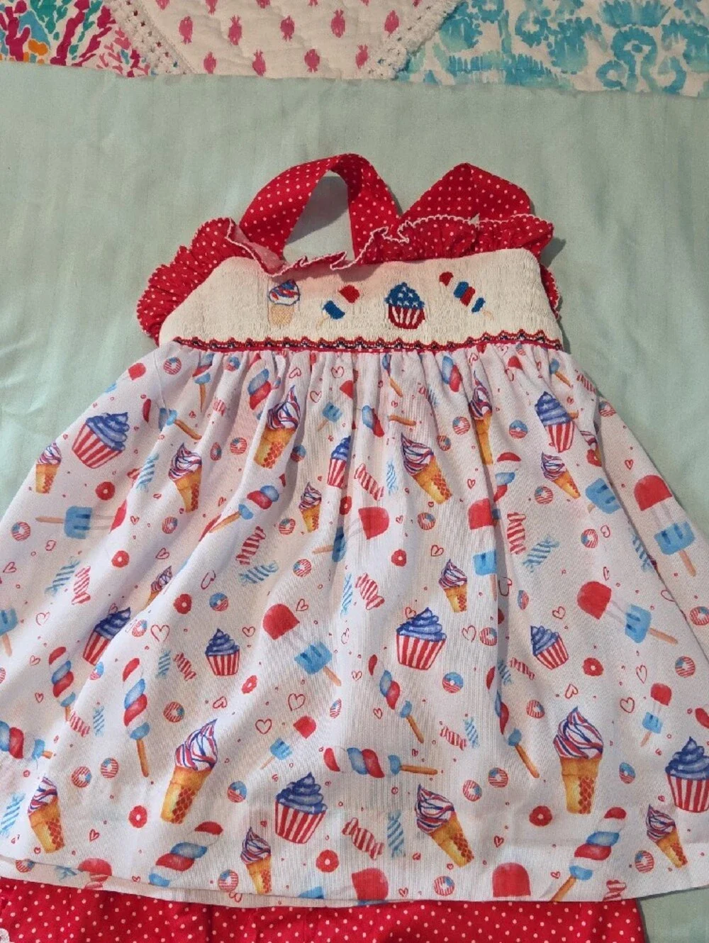 Girls Red Polka Dot Ice Cream Print Tank & Shorts Set - Kids Accessories